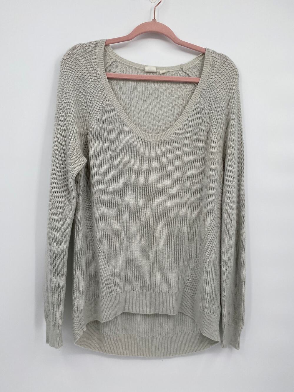 GAP Scoop Neck Tan Long Sleeve Pullover Hi-low Sweater Size Small